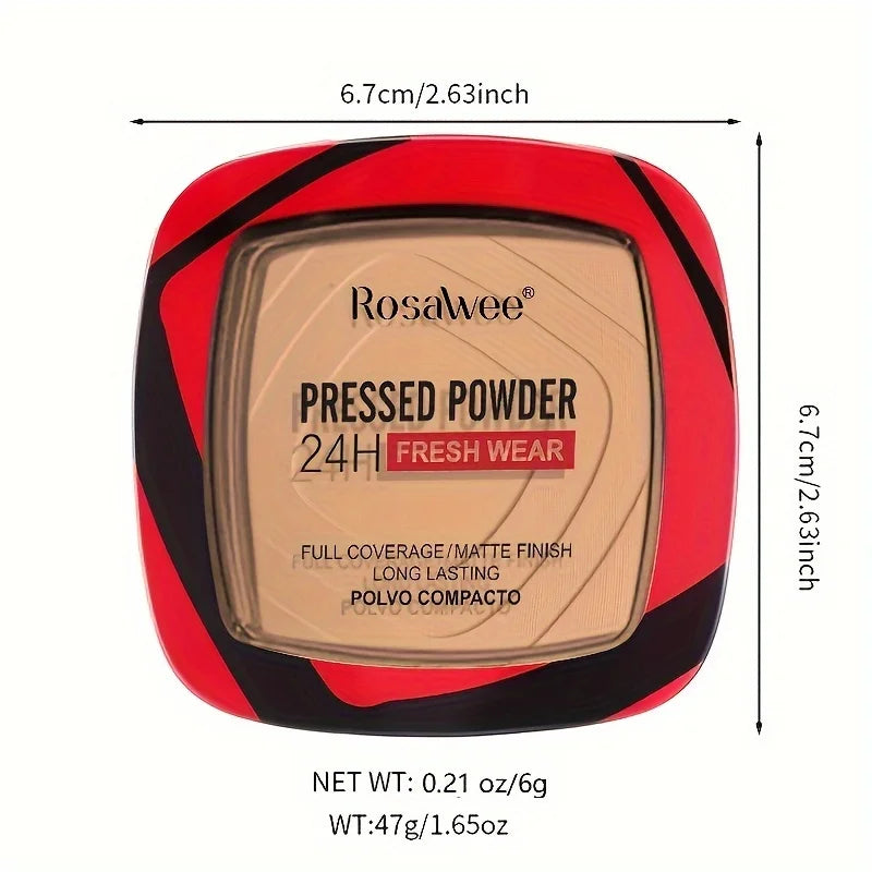 ✨ Matte Full Coverage Pressed Powder Foundation with Puff Applicator