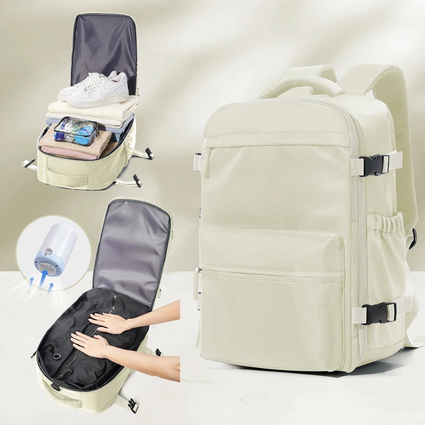 Vacuum Backpack Travel Bag – Large Capacity Expandable Business & School Laptop Backpack for Men & Wome