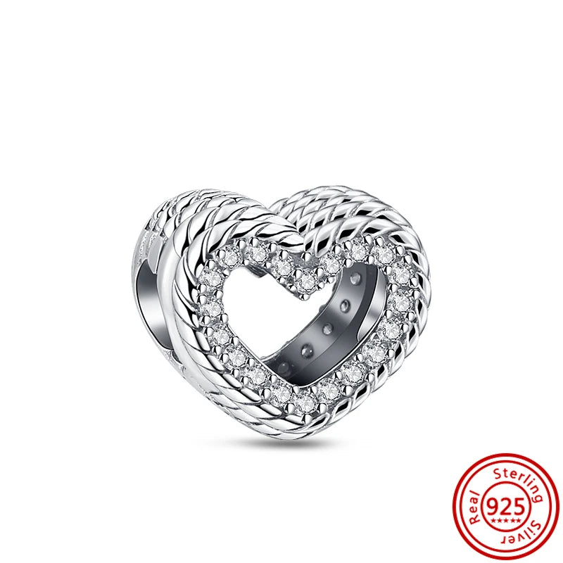 ✨ 925 Silver Sparkling Charms – ❄️ Snowflake, 🌿 Herbarium, 😇 Angel Wings & ❤️ Heart | Pandora-Style Bracelet Compatible