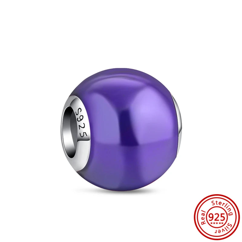 ✨ 925 Silver Purple Charms – ❤️ Heart-Shaped Stone & 🕷️ Spider | Pandora-Style Bracelet Compatible