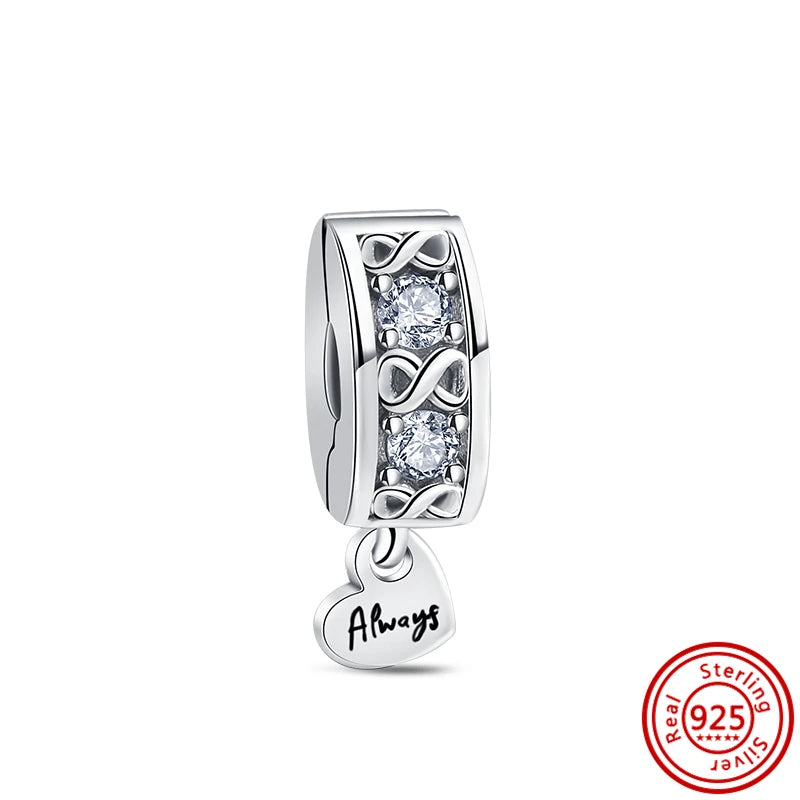 ✨ 925 Silver Sparkling Charms – ❄️ Snowflake, 🌿 Herbarium, 😇 Angel Wings & ❤️ Heart | Pandora-Style Bracelet Compatible
