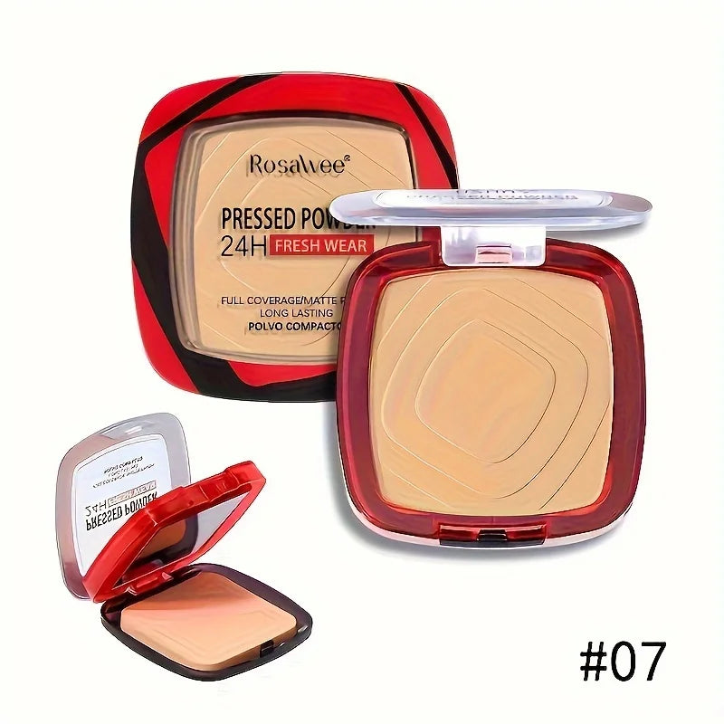 ✨ Matte Full Coverage Pressed Powder Foundation with Puff Applicator
