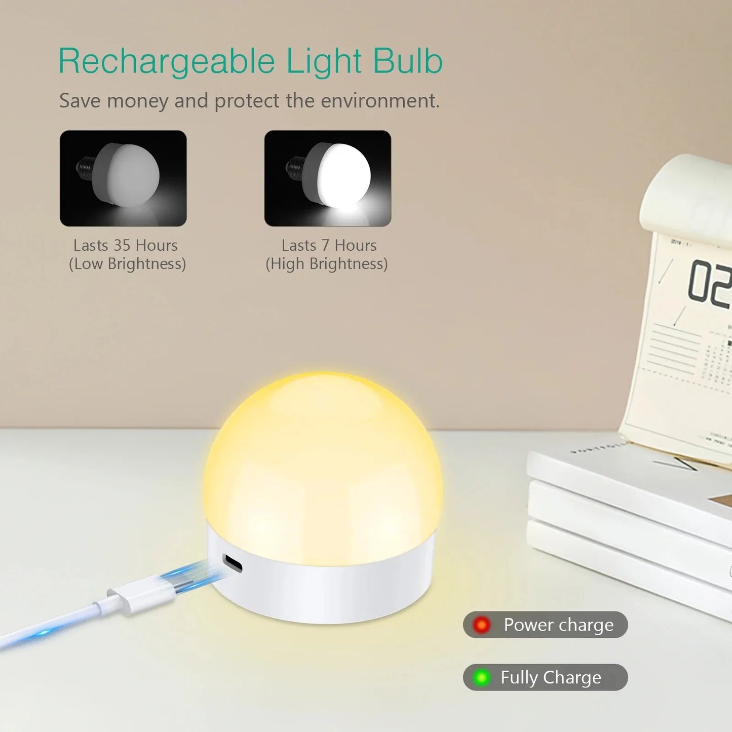 Glow Anywhere™ – Cordless Rechargeable Remote-Controlled LED Bulb