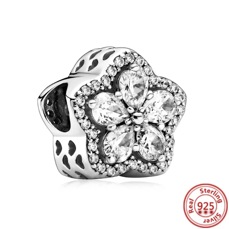 ✨ 925 Silver Winter Charms – ❄️ Snowflake, 🌸 Pansy Flower & 🦋 Blue Butterfly | Pandora-Style Bracelet Compatible