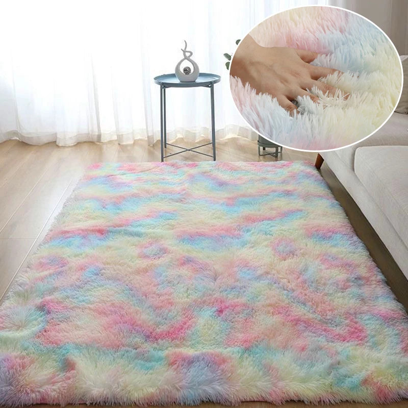 RainbowCloud Plush Rug – Ultra-Soft, Vibrant & Cozy Home Comfort