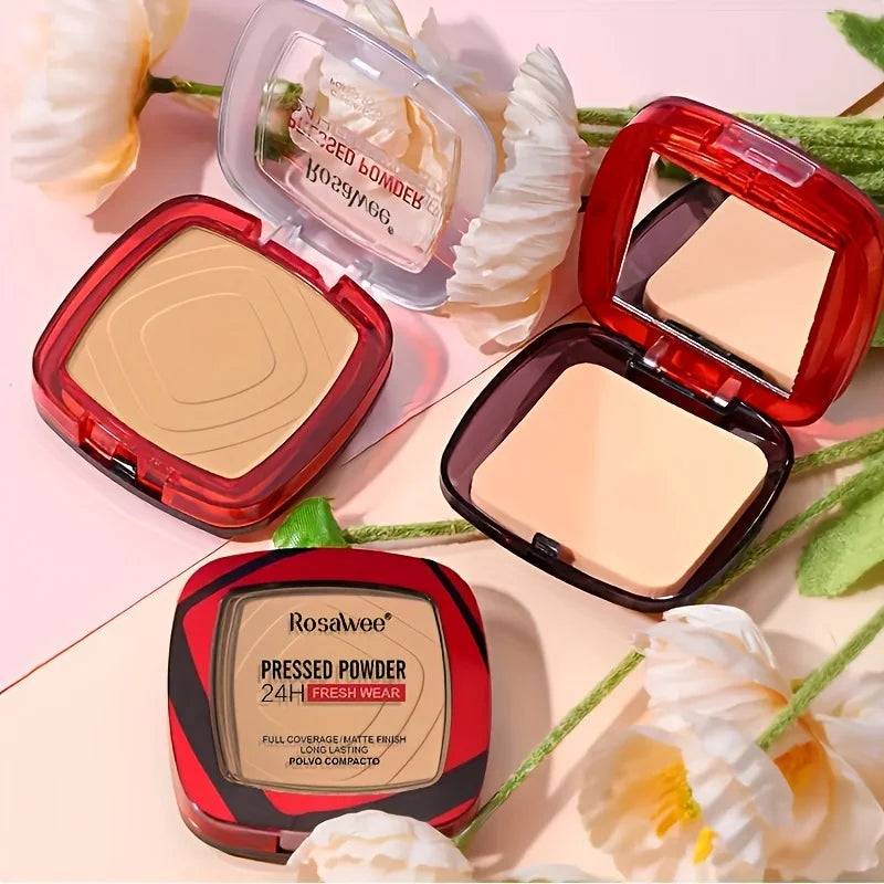 ✨ Matte Full Coverage Pressed Powder Foundation with Puff Applicator