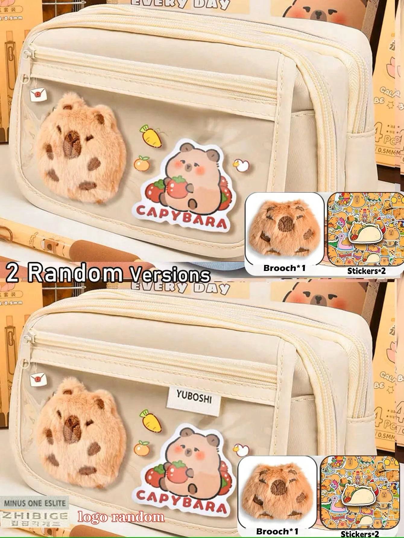 Capybara Pencil Case – 1Pc Large Capacity Flip Cover Stationery Bag for School or Office