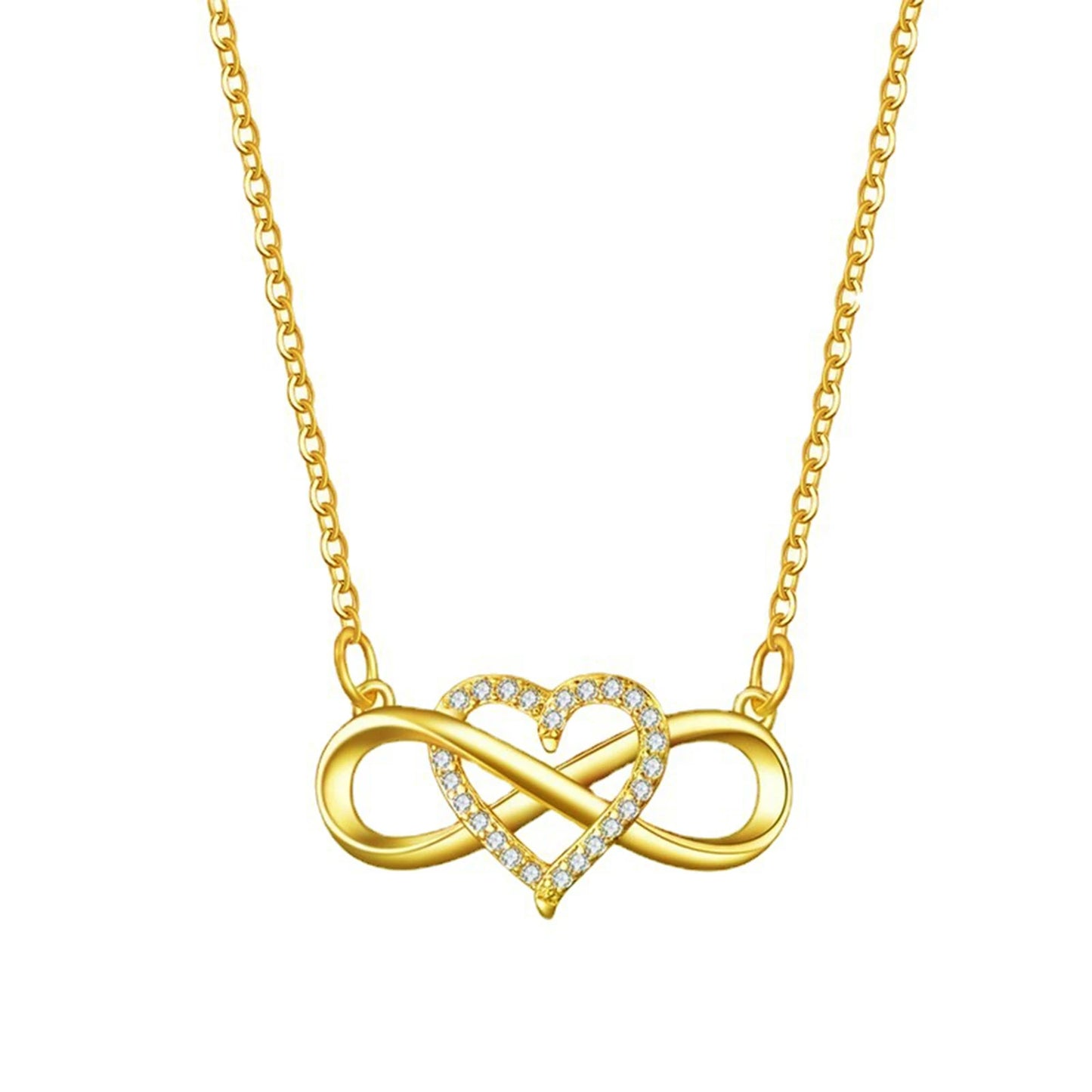 💖 Eternal Bond™ – Infinity Heart Necklace with Sparkling Cubic Zirconia | Gift for Her