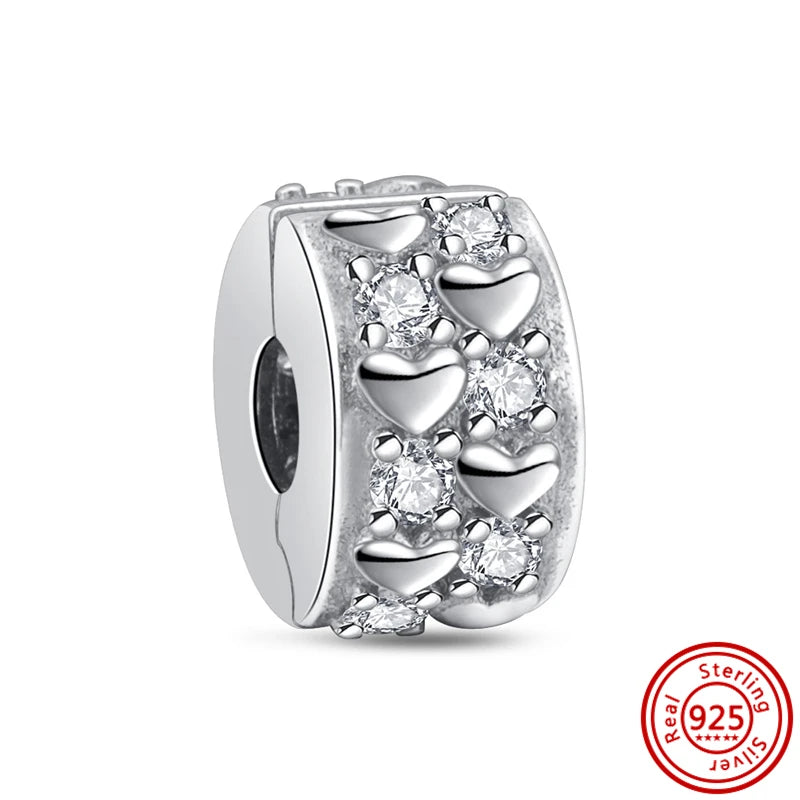 ✨ 925 Silver Sparkling Charms – ❄️ Snowflake, 🌿 Herbarium, 😇 Angel Wings & ❤️ Heart | Pandora-Style Bracelet Compatible