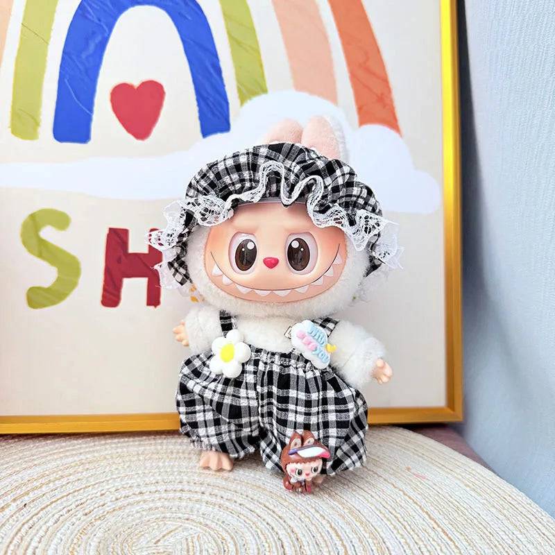 Labubu Summer Pajamas Set – 15/17cm V1 V2 V3 Doll Clothes with Hat
