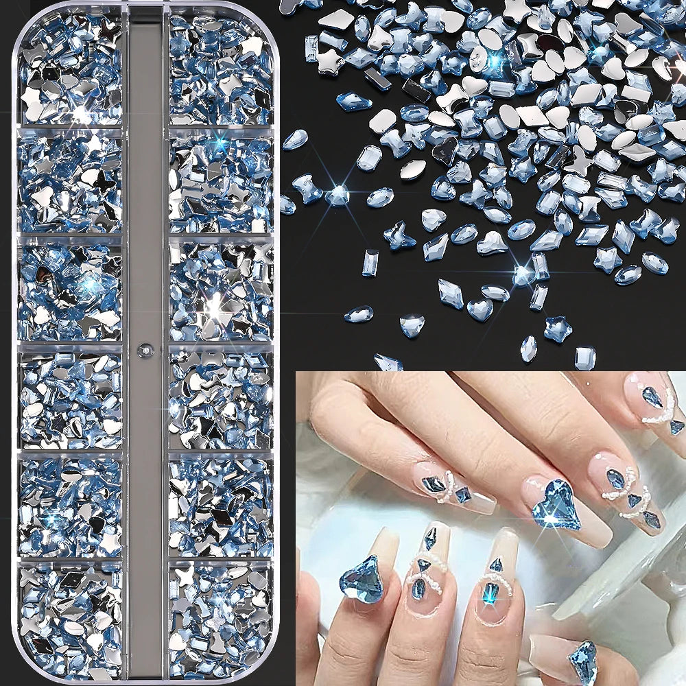 🌊✨ 12Grids Ocean Gold Nail Art Charms | Shell, Seahorse, Starfish & Pearl Gems 🐚🦄 Shop1103833347 Store