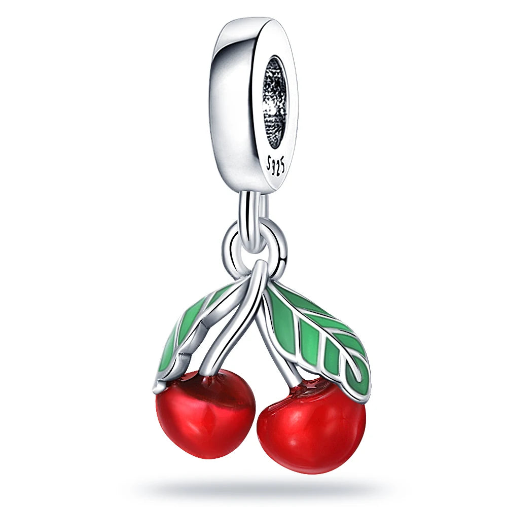 ✨ 925 Silver Strawberry & Cherry Charms – Fruit Series Beads | Pandora-Style Bracelet Compatible
