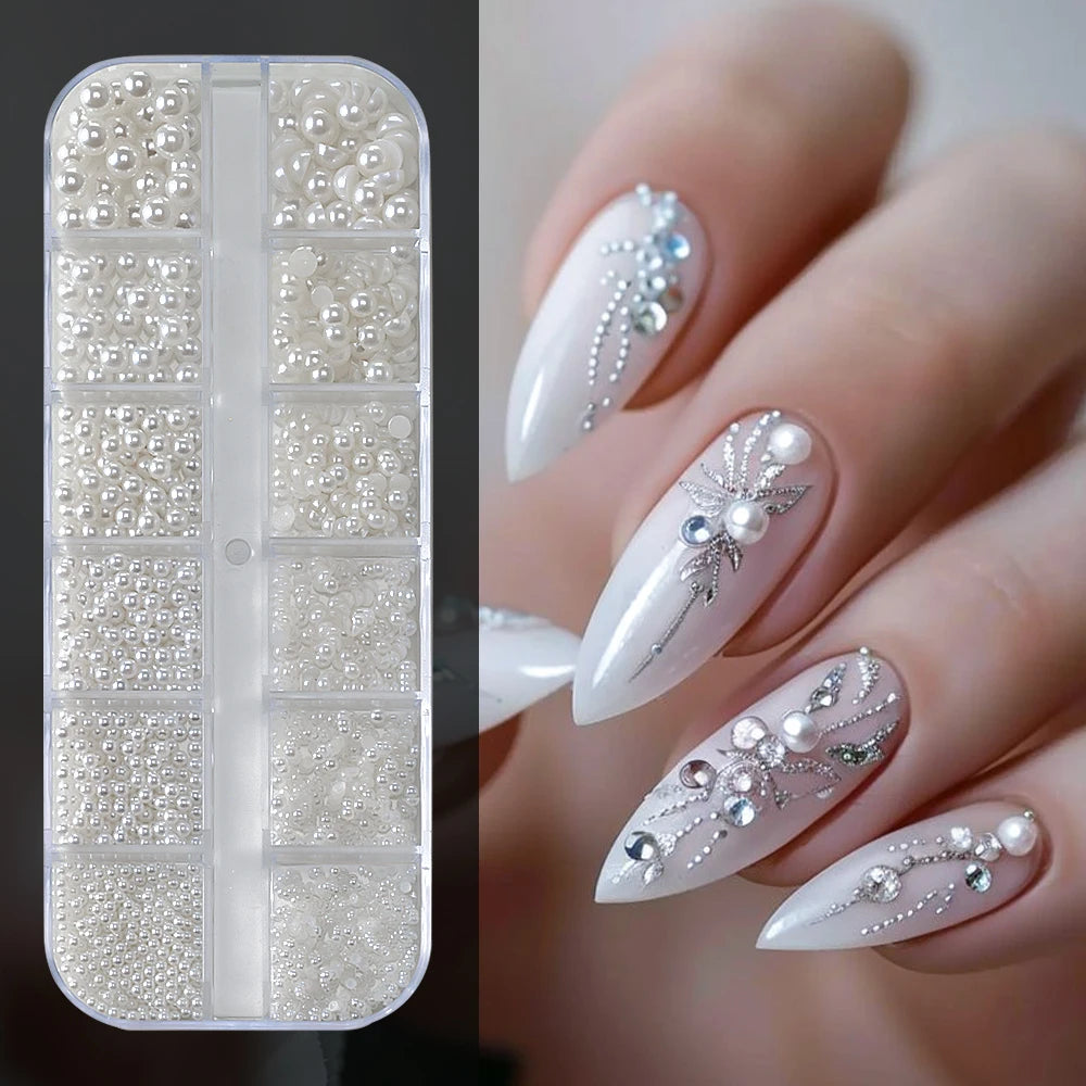 🌊✨ 12Grids Ocean Gold Nail Art Charms | Shell, Seahorse, Starfish & Pearl Gems 🐚🦄 Shop1103833347 Store