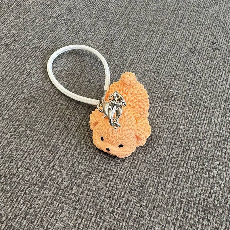 Mini Resin Flocking 3D Bichon Frise Dog Pendant Charm – for 15cm & 17cm Labubu Dolls