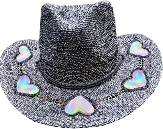 Prism Cowgirl Hat – UPF 50+ Sun Protection with Hand-Strung Prism Charms | Festival & Everyday Glam