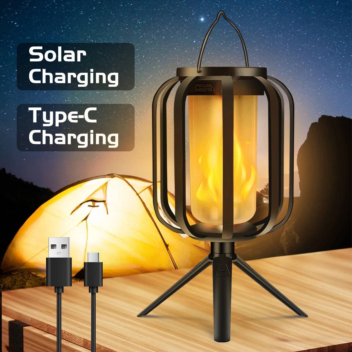 🔥 Flickering Firelight Lantern ✨🌧️ Wireless & Weatherproof Magic for Outdoors! 🌲🏕️