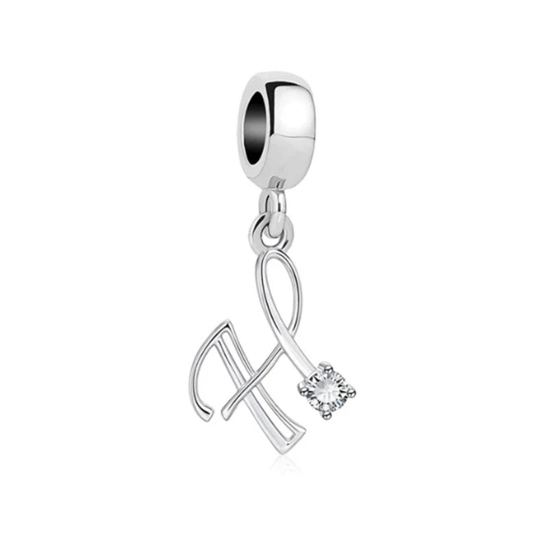 ✨ 925 Silver Alphabet Charms – 🔤 26 Letter Dangle Beads | Pandora-Style Bracelet Compatible