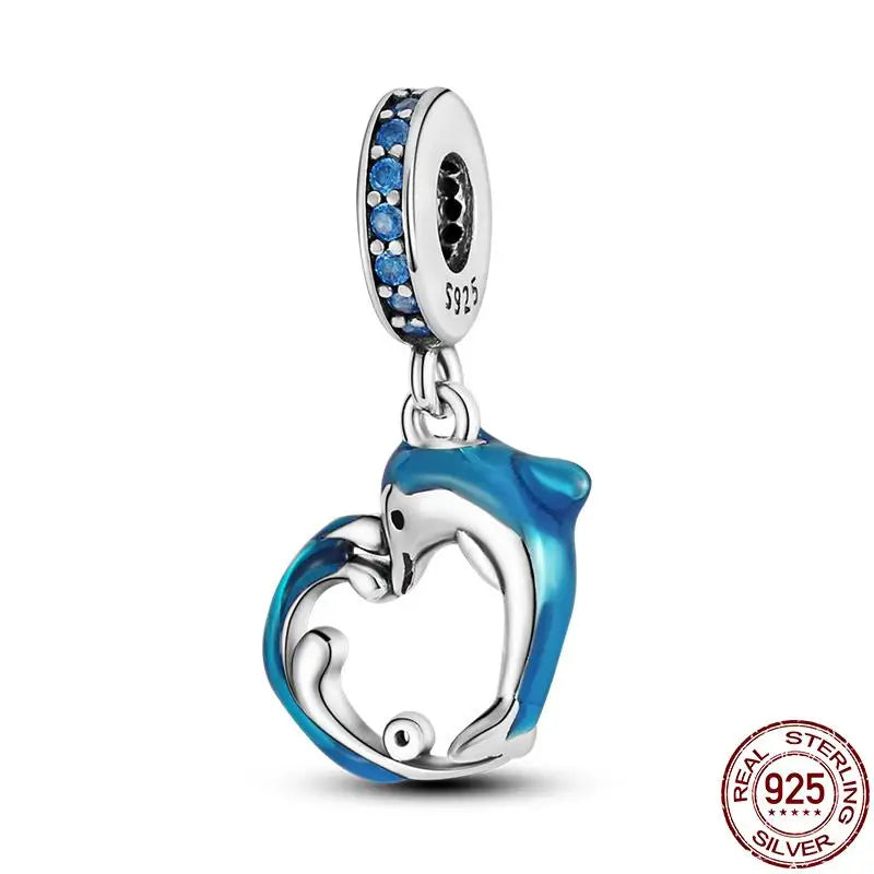 ✨ 925 Silver Ocean Charms – 🐙 Octopus, 🐢 Sea Turtle, 🐬 Dolphin & 💧 Blue Zircon | Pandora-Style Bracelet Compatible