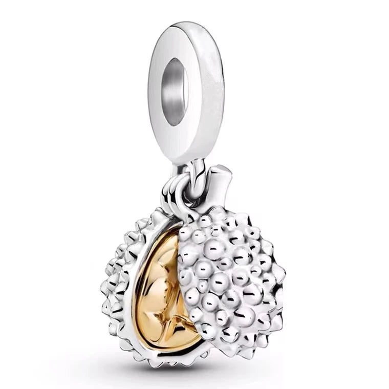 ✨ 925 Silver Fruit Charms – 🍓 Strawberry, 🍒 Cherry, 🍋 Lemon & 🥭 Durian | Pandora-Style Bracelet Compatible