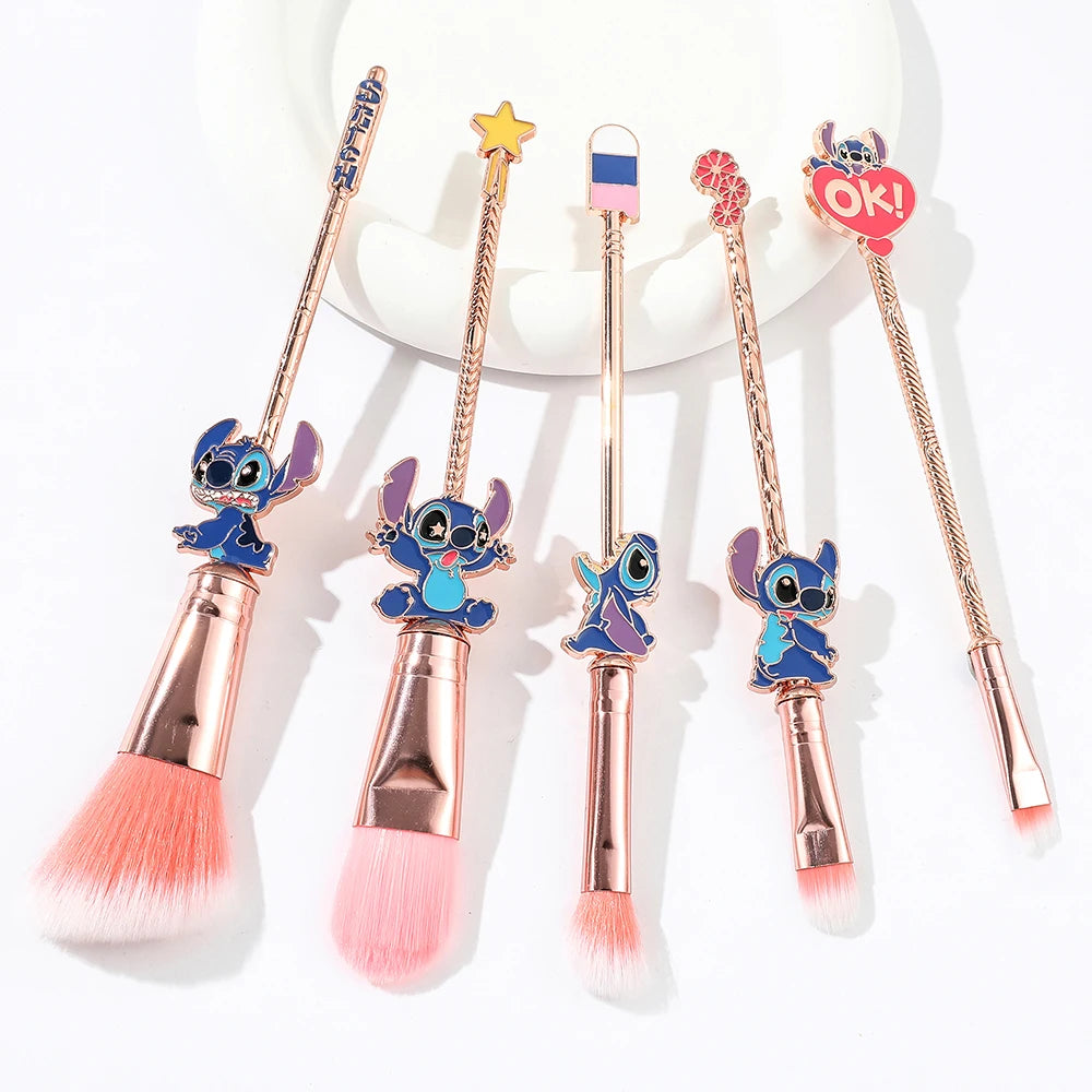 🌺💙 5PCS Lilo & Stitch Makeup Brush Set – Kawaii Cosmetic Tools
