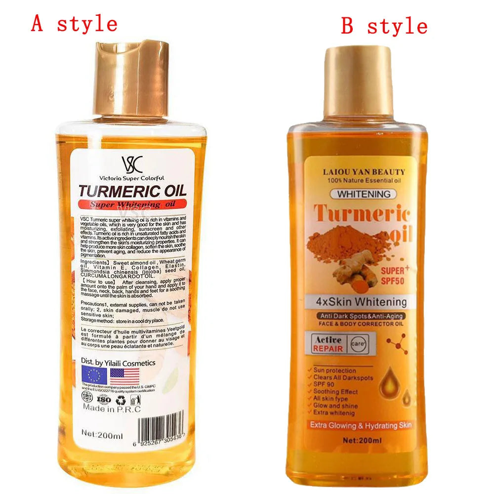 🌿 Turmeric Essential Oil – 200ml Soothing Skin Oil for Face, Neck, Hands & Feet Massage