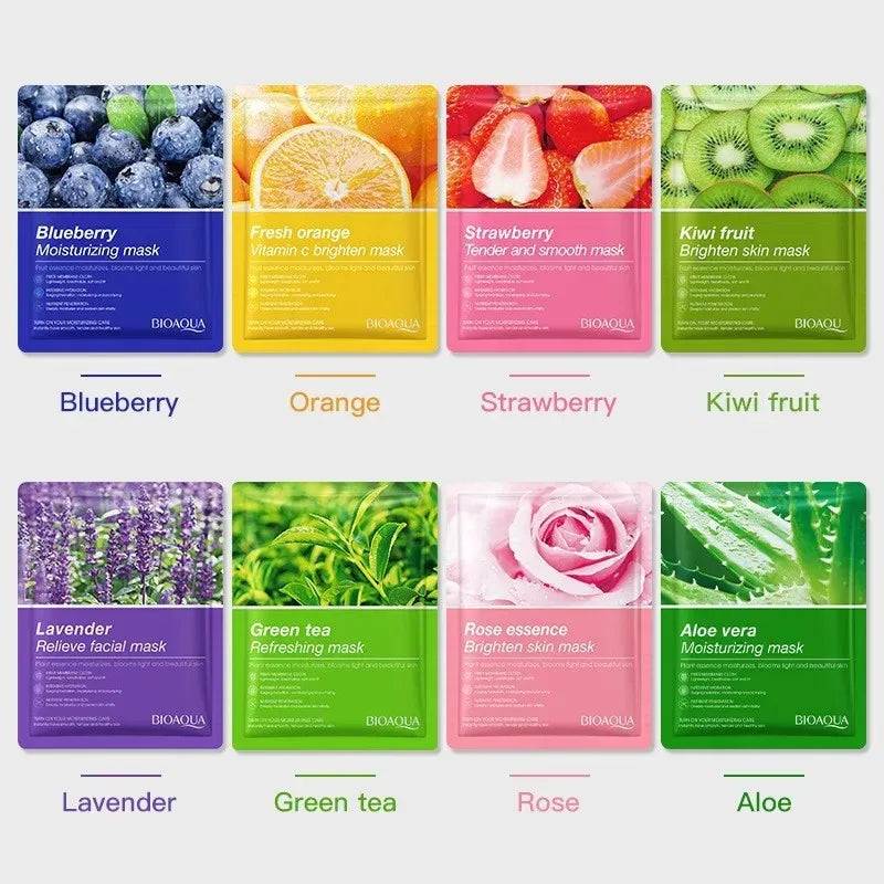 🌿 8pcs Natural Plant Face Mask Set – Moisturizing, Firming & Hydrating Korean Skincare