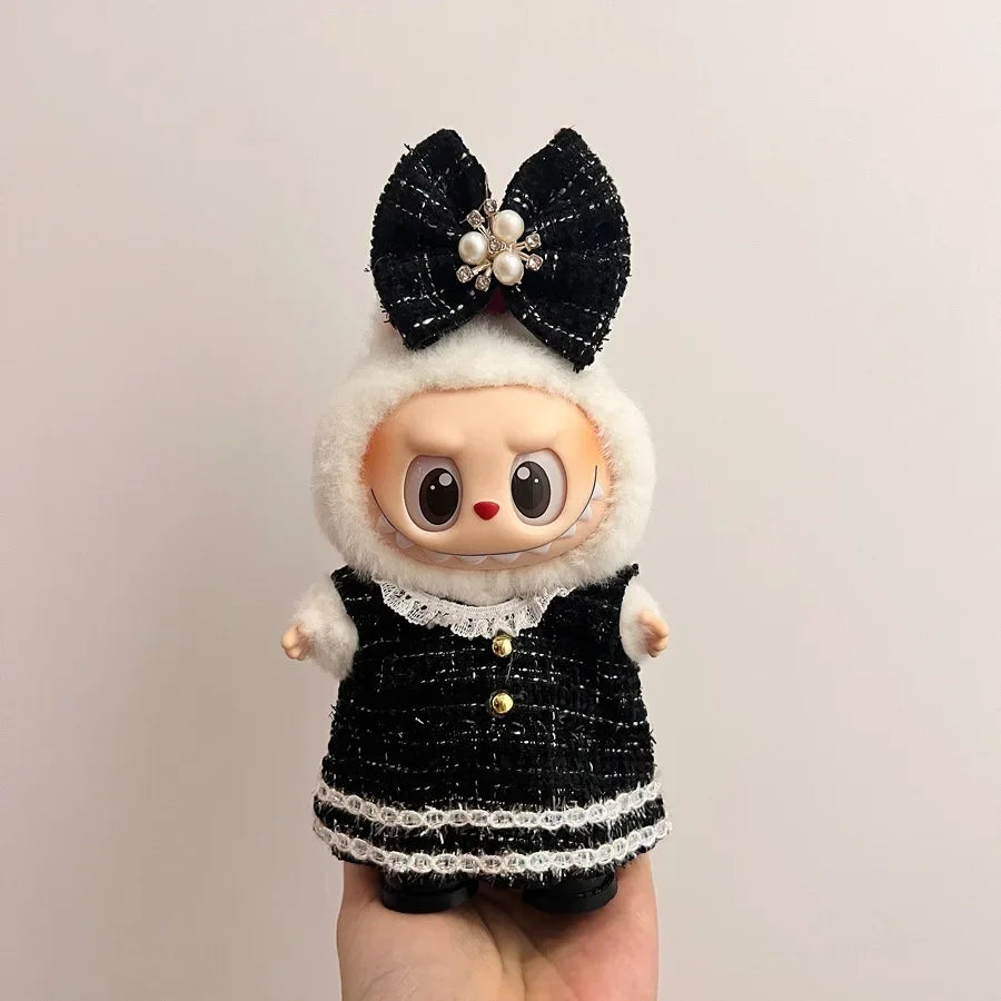 Labubu Velcro Dress Set – Cute Casual Skirt Outfit for 17cm Dolls