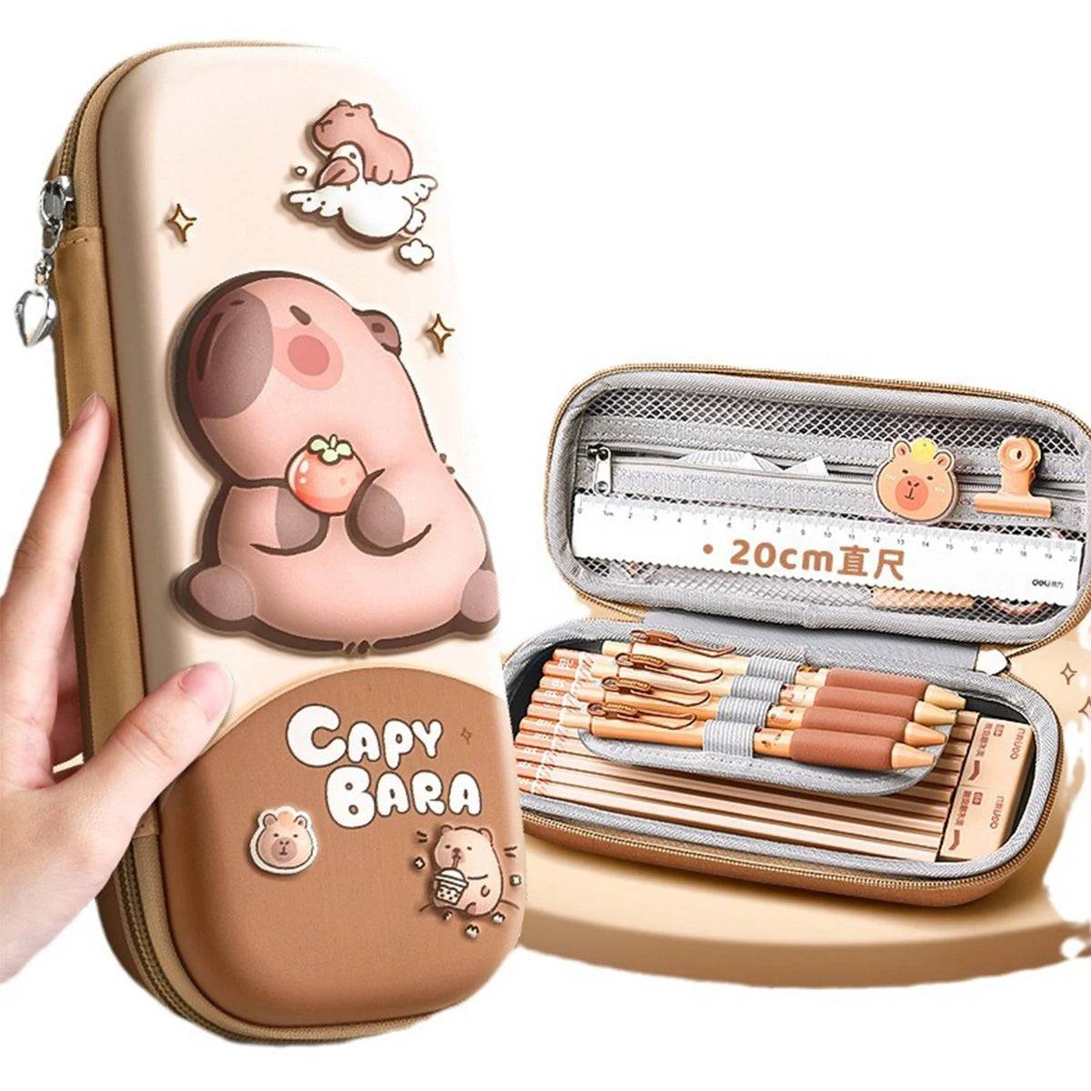 Kawaii Capybara 3D Pencil Case – Cute Large Capacity EVA Stationery Box