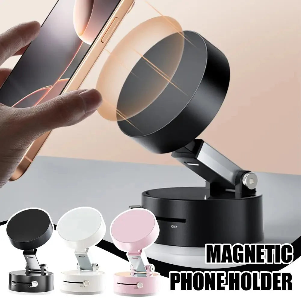 Stick & Fold Portable Vacuum Magnetic Phone Holder – Hands-Free, Ultra-Strong, Adjustable