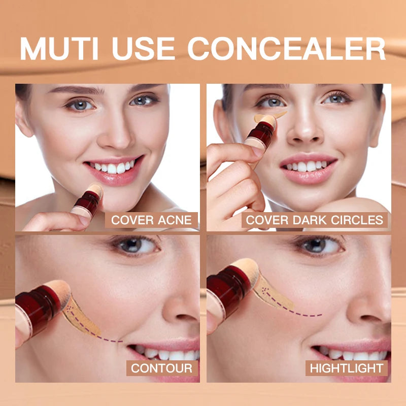 ✨ 12 Color Liquid Concealer 🎨 Moisturizing Rotating Sponge Head 🌀 Long-Lasting Lightweight Multi-Use Foundation Stone's Store