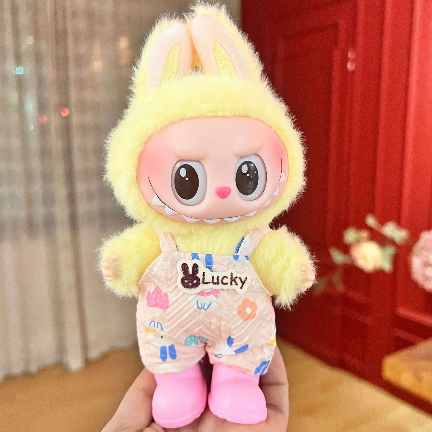 Labubu Velcro Dress Set – Cute Casual Skirt Outfit for 17cm Dolls