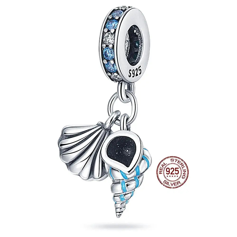 ✨ 925 Silver Ocean Charms – 🐙 Octopus, 🐢 Sea Turtle, 🐬 Dolphin & 💧 Blue Zircon | Pandora-Style Bracelet Compatible