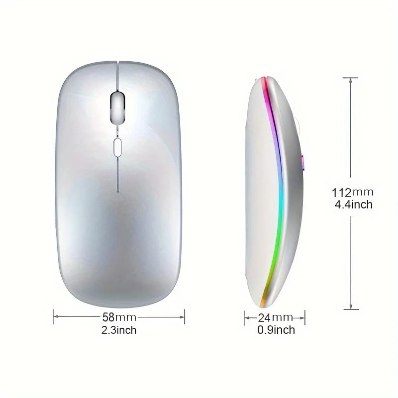 🔥 Wireless Bluetooth & 2.4GHz Dual Mode Rechargeable RGB Mouse – Silent & Ergonomic