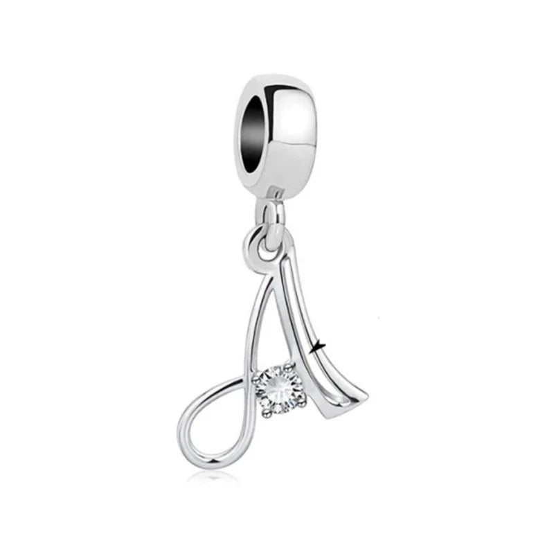 ✨ 925 Silver Alphabet Charms – 🔤 26 Letter Dangle Beads | Pandora-Style Bracelet Compatible