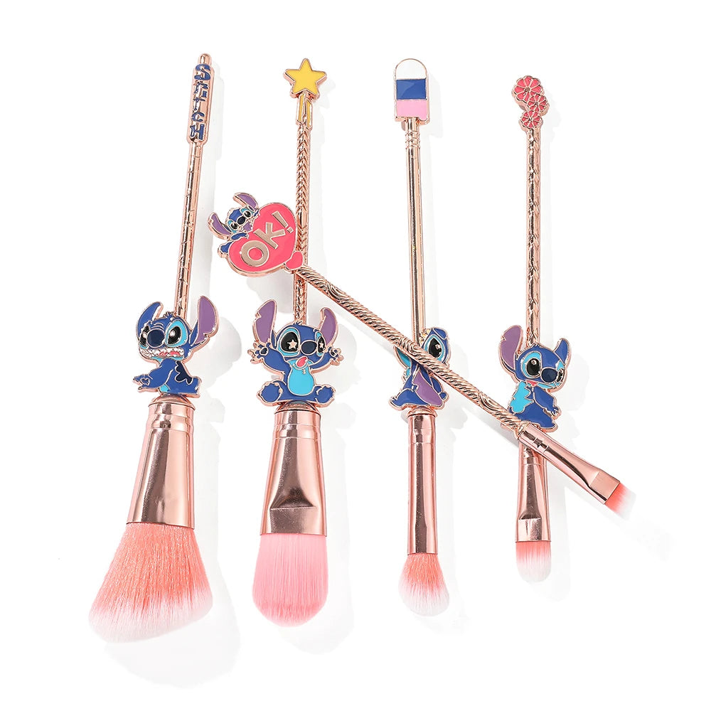 🌺💙 5PCS Lilo & Stitch Makeup Brush Set – Kawaii Cosmetic Tools