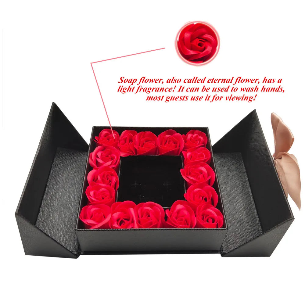 🌹 Örök Rózsák Ajándékdoboz + Nyaklánc 💖 100 Nyelven Beszélő "Szeretlek" – Tökéletes Ajándék Neki 🎁