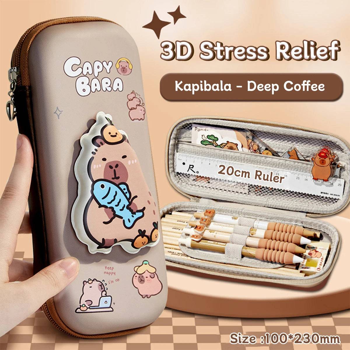 Kawaii Capybara 3D Pencil Case – Cute Large Capacity EVA Stationery Box