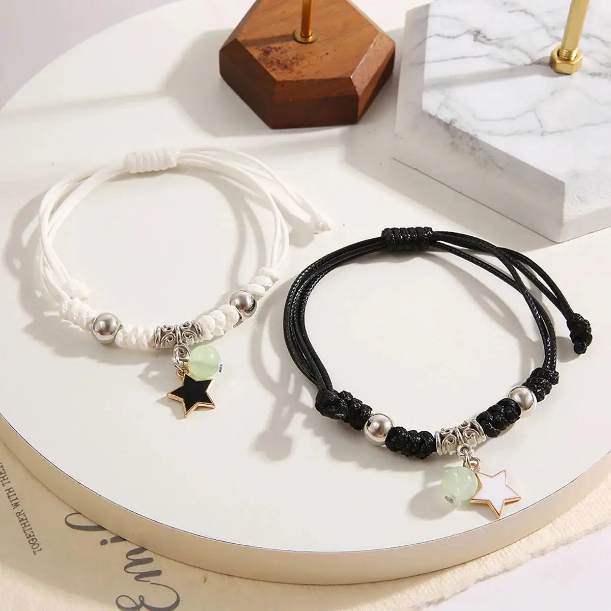 2PC Fashion Luminous Star Couple Bracelets – Matching Glow-in-the-Dark Jewelry for Men & Women