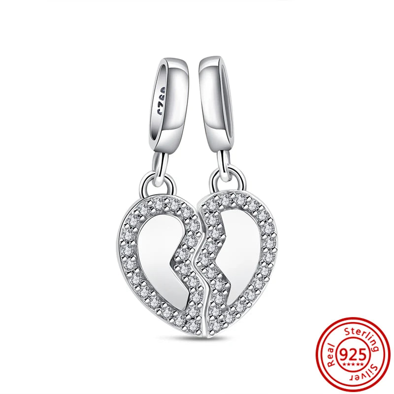✨ 925 Silver Sparkling Charms – ❄️ Snowflake, 🌿 Herbarium, 😇 Angel Wings & ❤️ Heart | Pandora-Style Bracelet Compatible