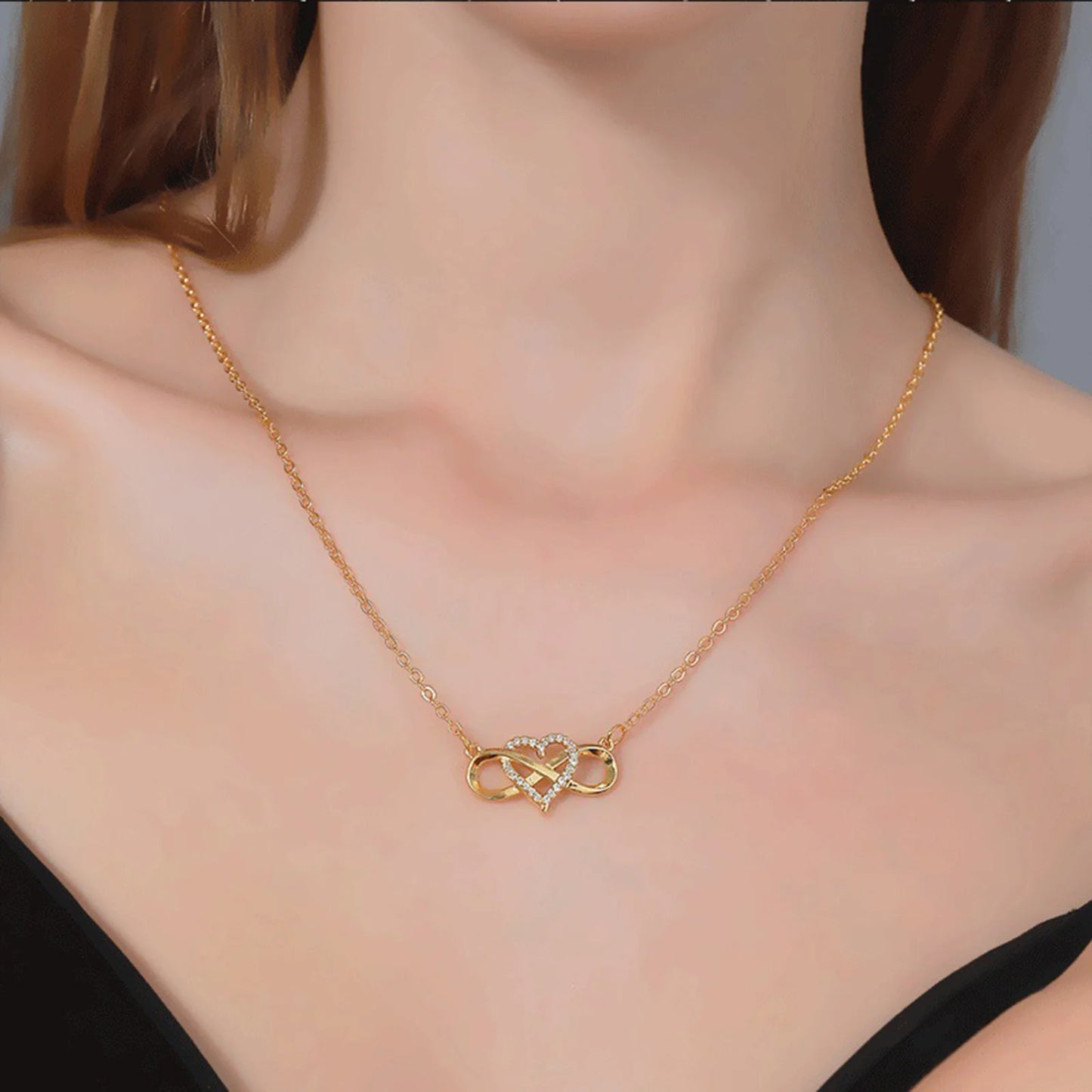 💖 Eternal Bond™ – Infinity Heart Necklace with Sparkling Cubic Zirconia | Gift for Her