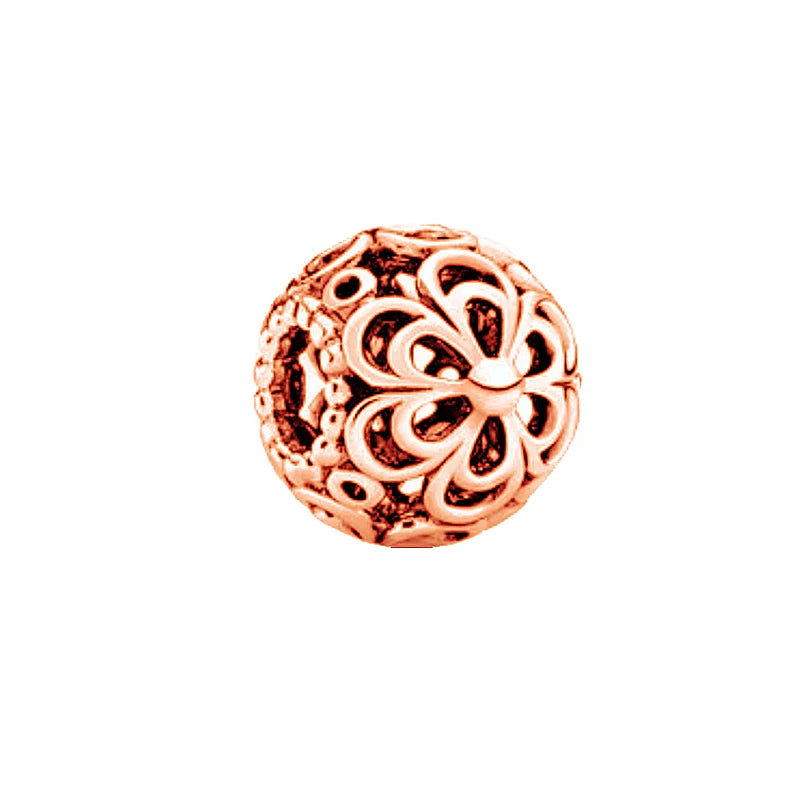 ✨ Rose Gold Plated Winter Charms – ❄️ Snowflake & 💖 Interlocking Hearts | Pandora-Style Bracelet Compatible