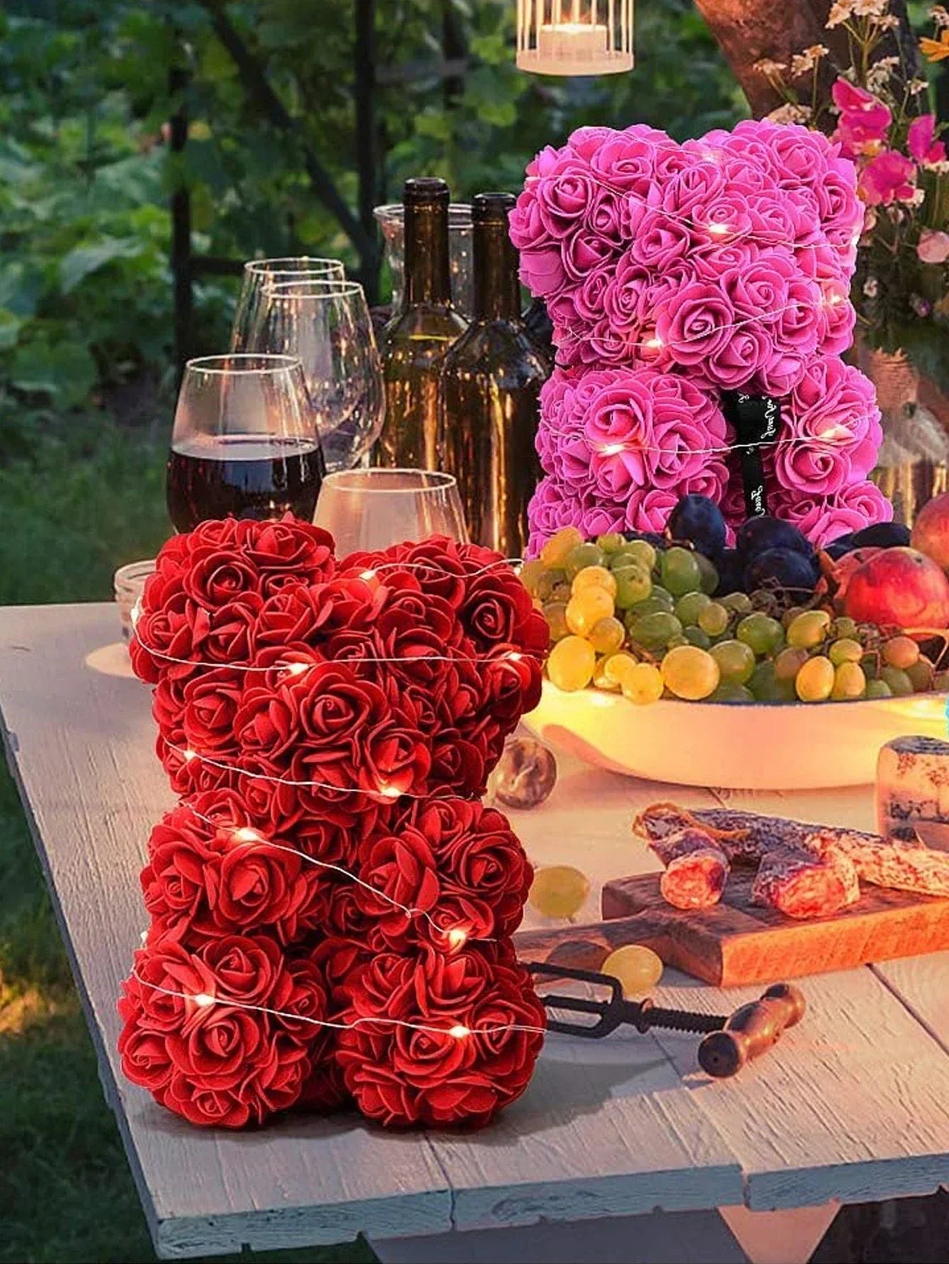 🌹 Rózsa színű plüssmackó művirág – Romantikus évfordulós, Valentin-napi és születésnapi ajándék hölgyeknek 🎁