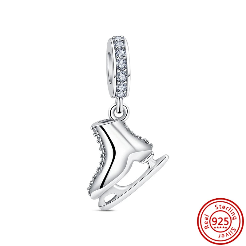 ✨ 925 Silver Sparkling Charms – ❄️ Snowflake, 🌿 Herbarium, 😇 Angel Wings & ❤️ Heart | Pandora-Style Bracelet Compatible