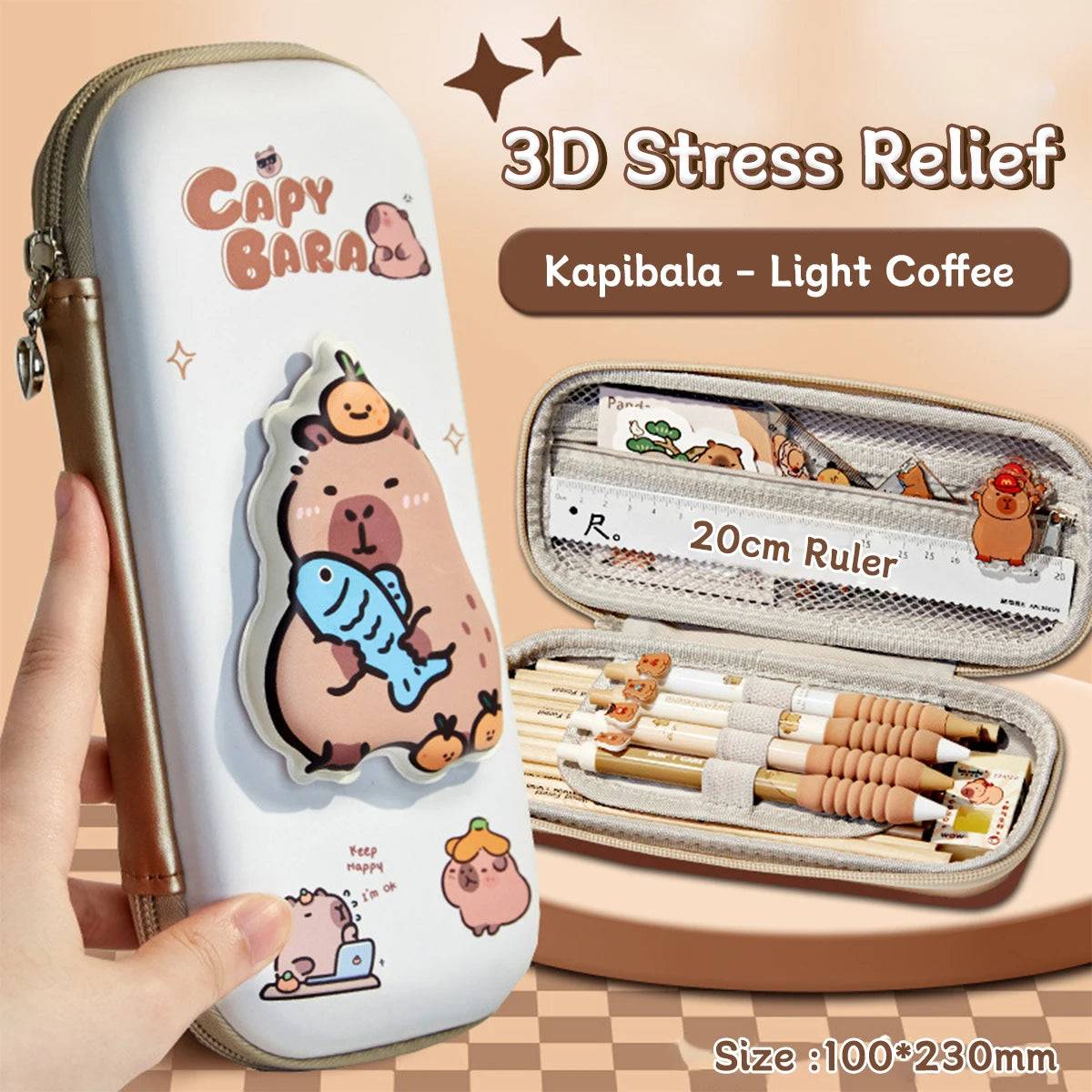 Kawaii Capybara 3D Pencil Case – Cute Large Capacity EVA Stationery Box