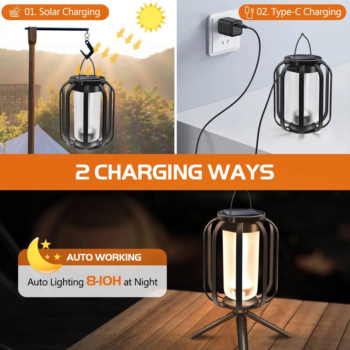 🔥 Flickering Firelight Lantern ✨🌧️ Wireless & Weatherproof Magic for Outdoors! 🌲🏕️
