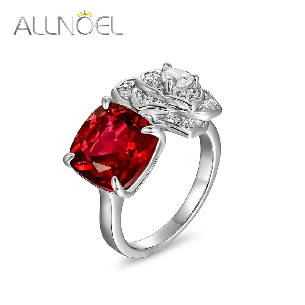 💍 Silver Ring with Lab Ruby & Diamond – Eternal Love Engagement Jewelry ❤️🌹