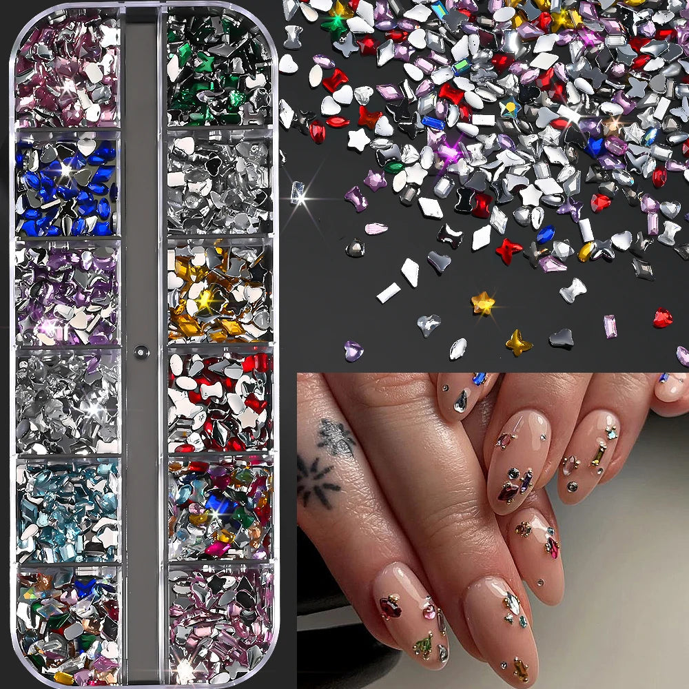 🌊✨ 12Grids Ocean Gold Nail Art Charms | Shell, Seahorse, Starfish & Pearl Gems 🐚🦄 Shop1103833347 Store