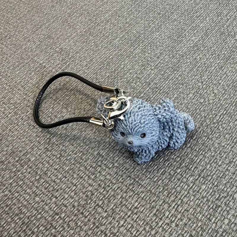 Mini Resin Flocking 3D Bichon Frise Dog Pendant Charm – for 15cm & 17cm Labubu Dolls