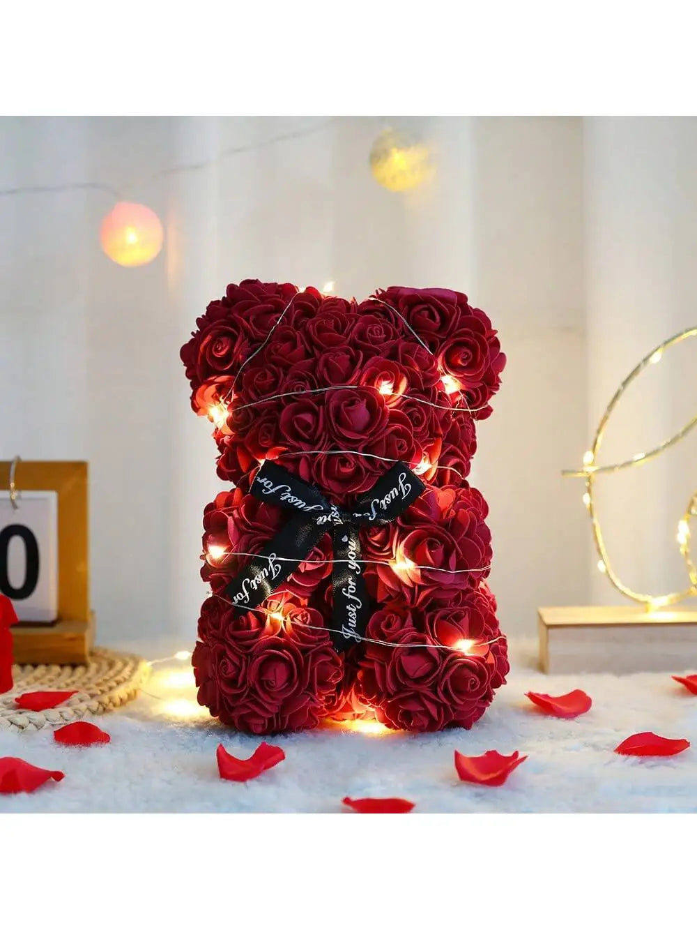 🌹 Rózsa színű plüssmackó művirág – Romantikus évfordulós, Valentin-napi és születésnapi ajándék hölgyeknek 🎁