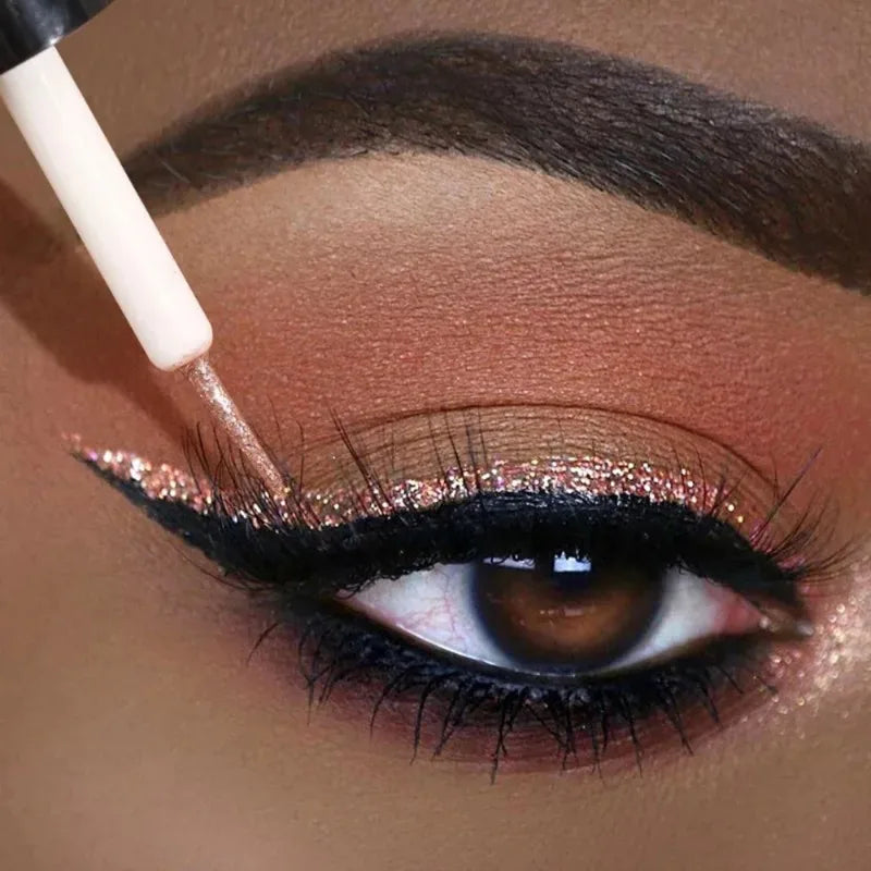 Waterproof Glitter Eyeliner & Eyeshadow – Shiny Diamond Liquid Makeup in Silver, Rose Gold & More